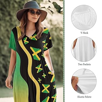Srengjodk Jamaica Flag Dress 2024 Jamaican Clothing for